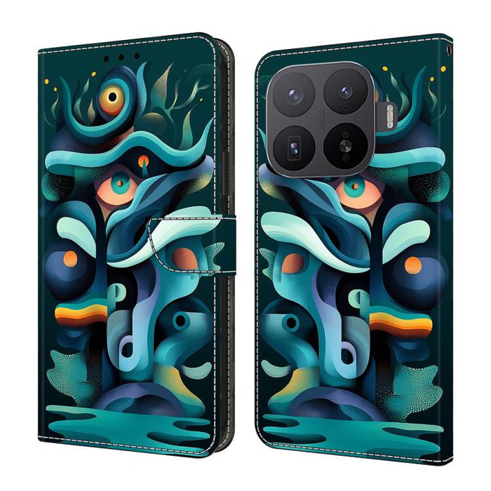 Funda para teléfono de cuero vegano pintado con efecto cristal, For Xiaomi 17 Ultra, For Xiaomi 15T Pro, For Xiaomi 15T, For Xiaomi 14T Pro