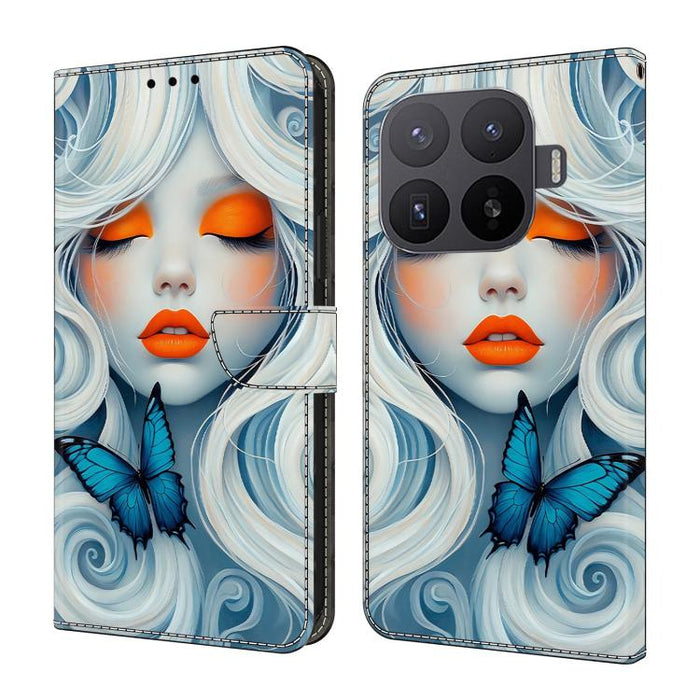 Funda para teléfono de cuero vegano pintado con efecto cristal, For Xiaomi 17 Ultra, For Xiaomi 15T Pro, For Xiaomi 15T, For Xiaomi 14T Pro