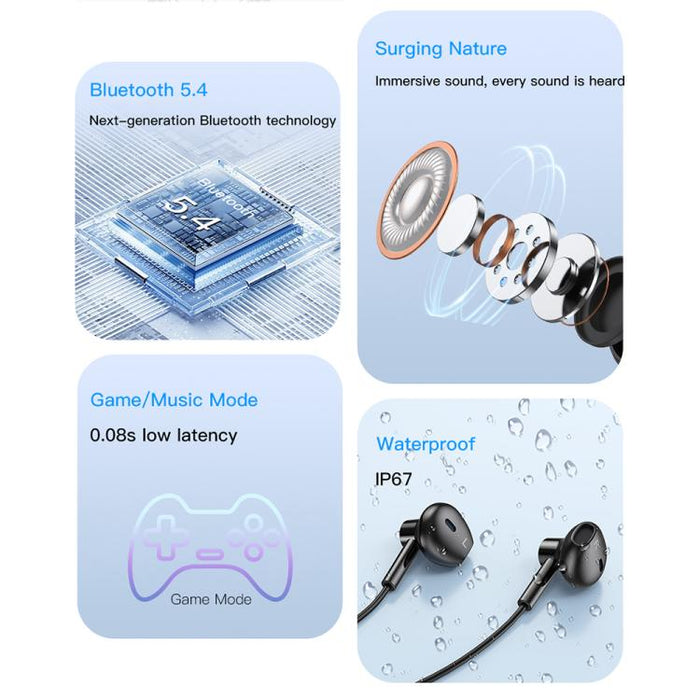 Auriculares deportivos Bluetooth con banda magnética para el cuello TOTU BE-6-SP con batería de larga duración de 800 mAh, BE-6-SP