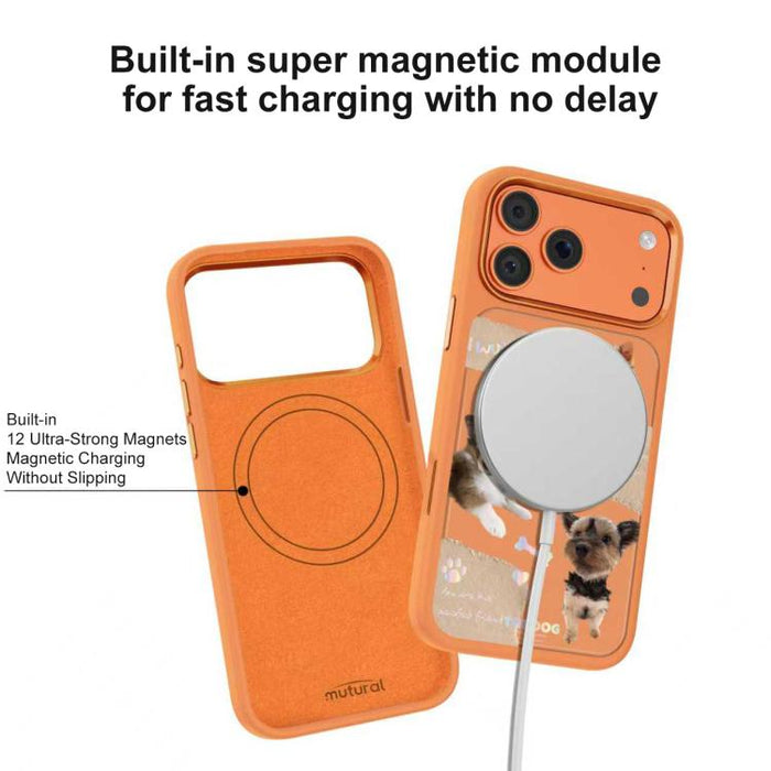 Funda magnética para teléfono de silicona líquida con estampado de cachorros Mutural, For iPhone 17 Pro Max, For iPhone 17 Pro
