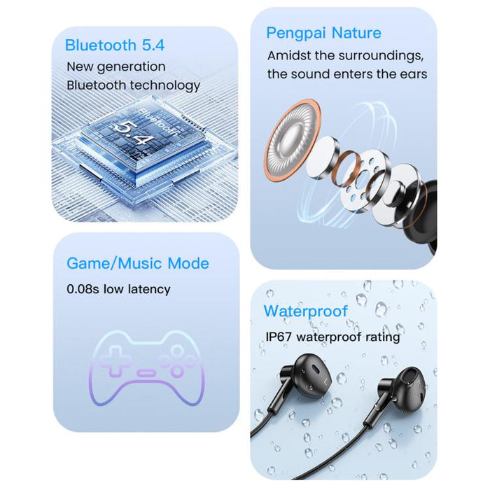 Auriculares deportivos Bluetooth con banda magnética para el cuello TOTU BE-5-SP con batería de larga duración de 500 mAh, BE-5-SP