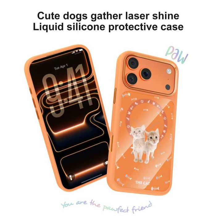 Funda magnética de silicona líquida con estampado de gatos de Mutural, For iPhone 17 Pro Max, For iPhone 17 Pro