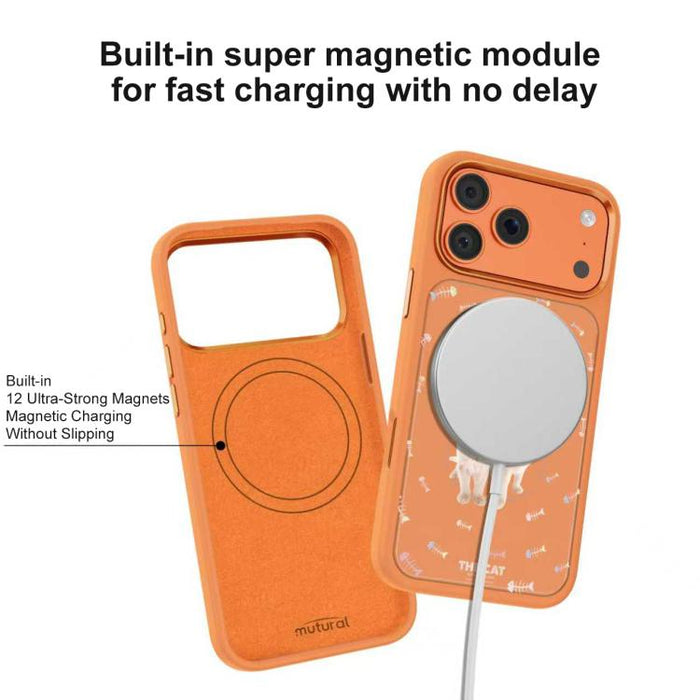 Funda magnética de silicona líquida con estampado de gatos de Mutural, For iPhone 17 Pro Max, For iPhone 17 Pro