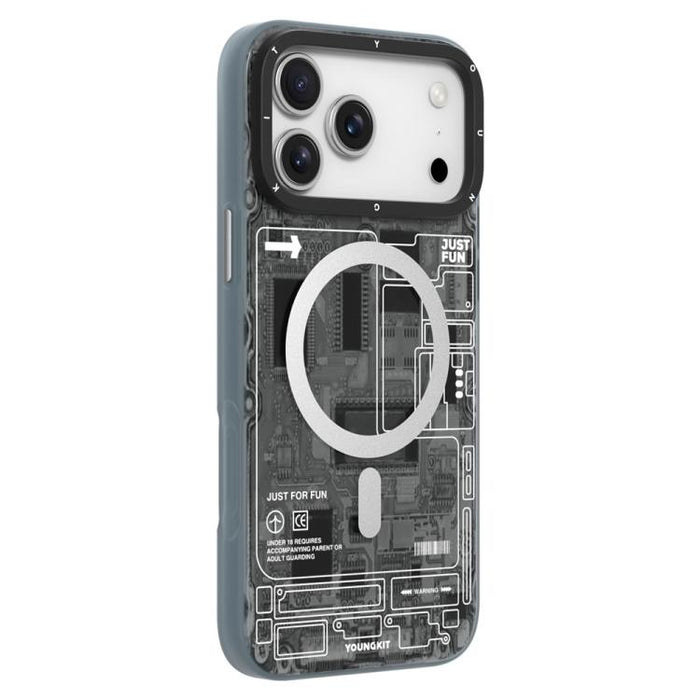 Funda magnética para teléfono YOUNGKIT Technology Series IMD de policarbonato rígido, For iPhone 17 Pro Max, For iPhone 17 Pro, For iPhone 17, For iPhone Air