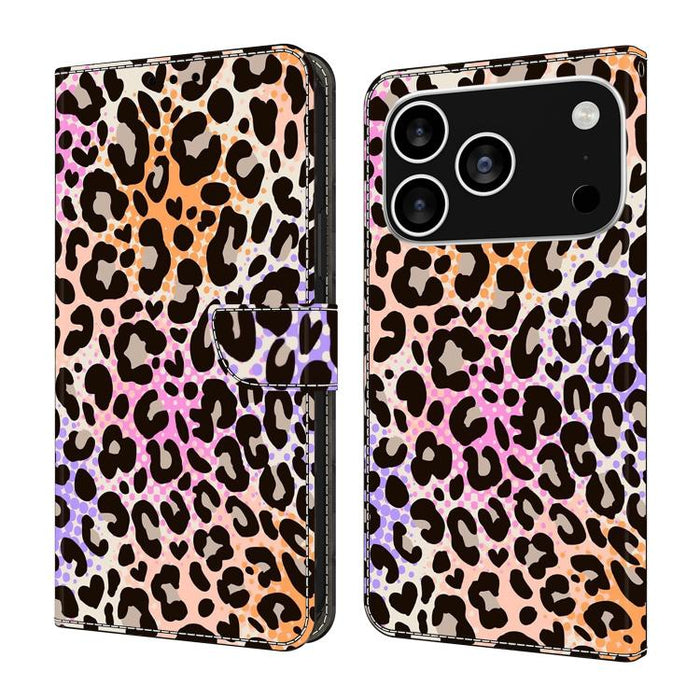 Funda para teléfono de cuero vegano pintado con efecto cristal, For iPhone 17e / 16e, For iPhone 17 Pro Max, For iPhone 17 Pro, For iPhone 17