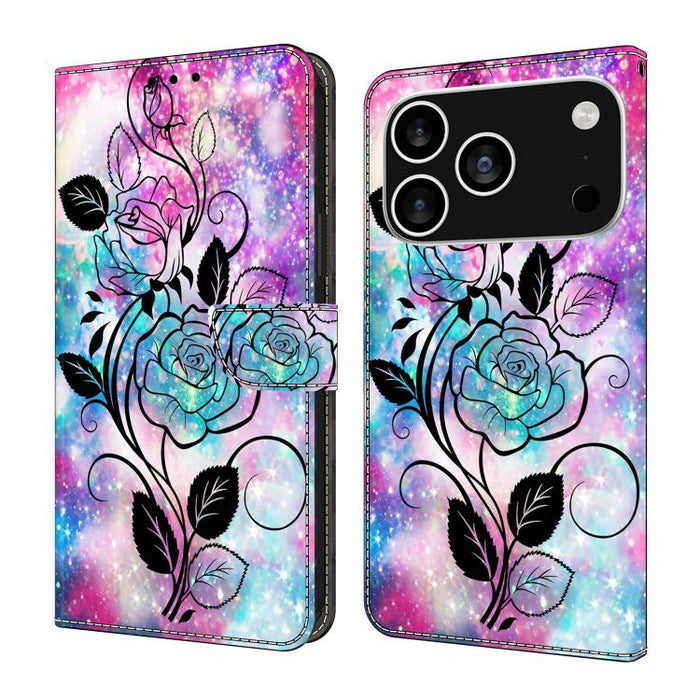 Funda para teléfono de cuero vegano pintado con efecto cristal, For iPhone 17e / 16e, For iPhone 17 Pro Max, For iPhone 17 Pro, For iPhone 17