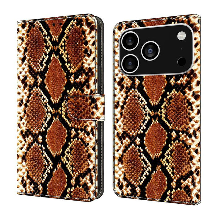 Funda para teléfono de cuero vegano pintado con efecto cristal, For iPhone 17e / 16e, For iPhone 17 Pro Max, For iPhone 17 Pro, For iPhone 17