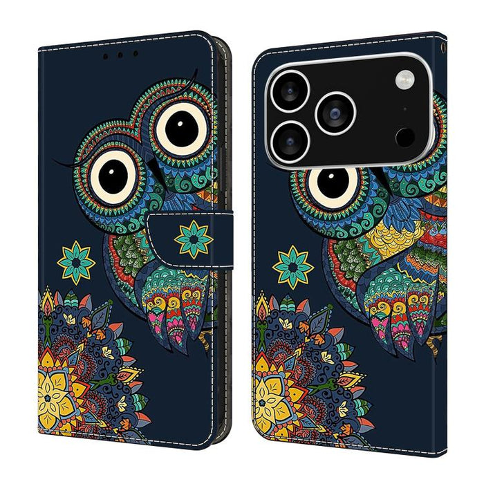 Funda para teléfono de cuero vegano pintado con efecto cristal, For iPhone 17e / 16e, For iPhone 17 Pro Max, For iPhone 17 Pro, For iPhone 17