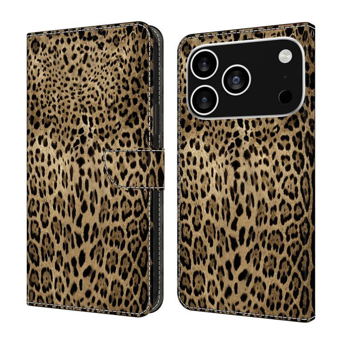 Funda para teléfono de cuero vegano pintado con efecto cristal, For iPhone 17e / 16e, For iPhone 17 Pro Max, For iPhone 17 Pro, For iPhone 17