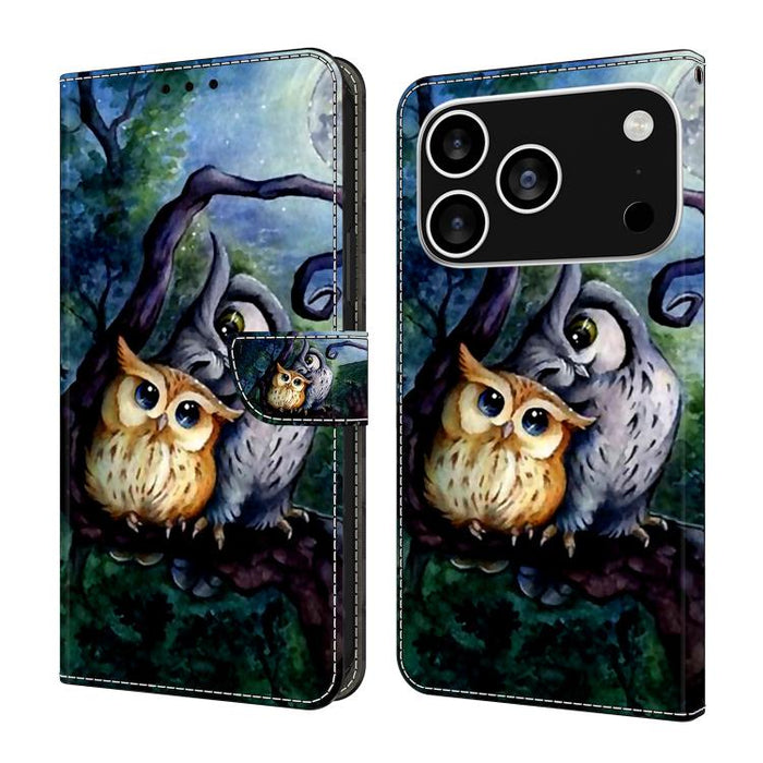 Funda para teléfono de cuero vegano pintado con efecto cristal, For iPhone 17e / 16e, For iPhone 17 Pro Max, For iPhone 17 Pro, For iPhone 17