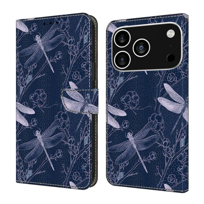 Funda para teléfono de cuero vegano pintado con efecto cristal, For iPhone 17e / 16e, For iPhone 17 Pro Max, For iPhone 17 Pro, For iPhone 17