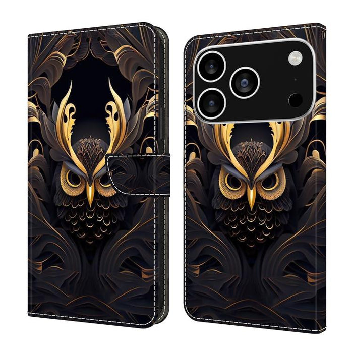 Funda para teléfono de cuero vegano pintado con efecto cristal, For iPhone 17e / 16e, For iPhone 17 Pro Max, For iPhone 17 Pro, For iPhone 17