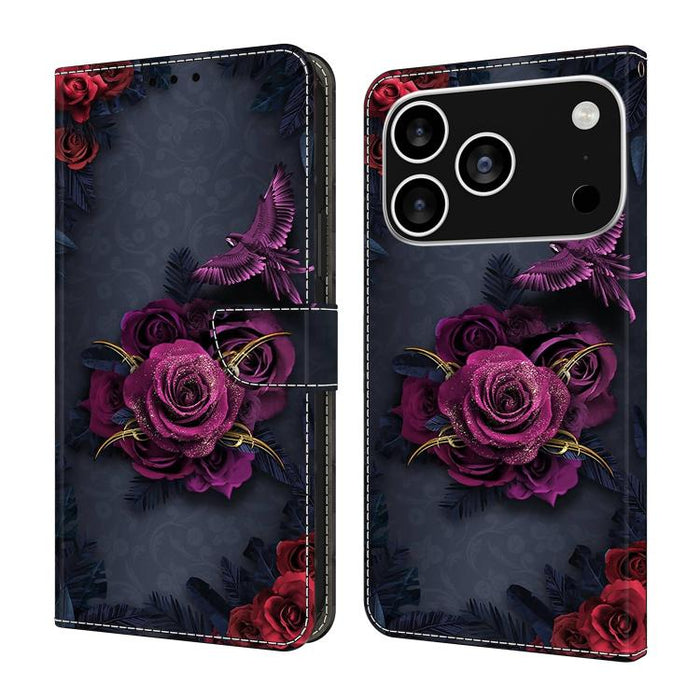 Funda para teléfono de cuero vegano pintado con efecto cristal, For iPhone 17e / 16e, For iPhone 17 Pro Max, For iPhone 17 Pro, For iPhone 17