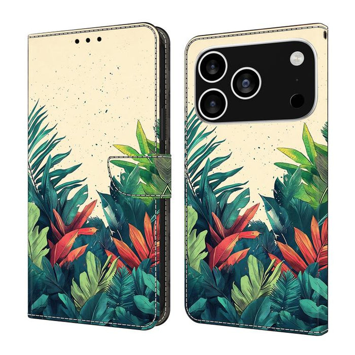 Funda para teléfono de cuero vegano pintado con efecto cristal, For iPhone 17e / 16e, For iPhone 17 Pro Max, For iPhone 17 Pro, For iPhone 17