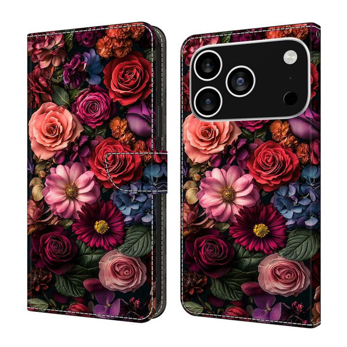 Funda para teléfono de cuero vegano pintado con efecto cristal, For iPhone 17e / 16e, For iPhone 17 Pro Max, For iPhone 17 Pro, For iPhone 17