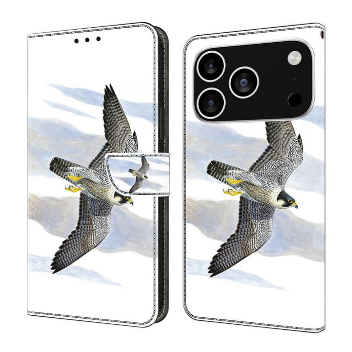 Funda para teléfono de cuero vegano pintado con efecto cristal, For iPhone 17e / 16e, For iPhone 17 Pro Max, For iPhone 17 Pro, For iPhone 17