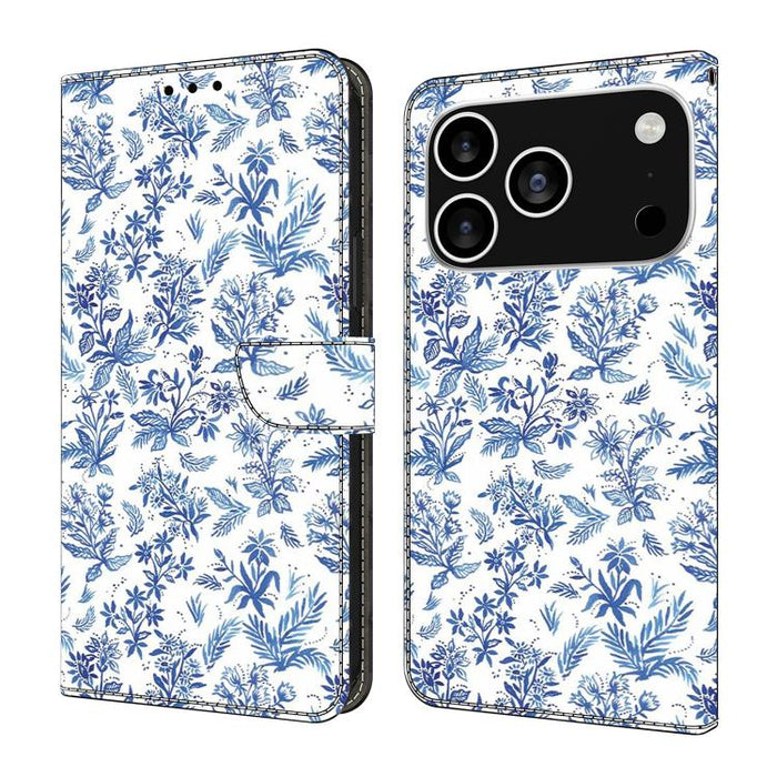 Funda para teléfono de cuero vegano pintado con efecto cristal, For iPhone 17e / 16e, For iPhone 17 Pro Max, For iPhone 17 Pro, For iPhone 17
