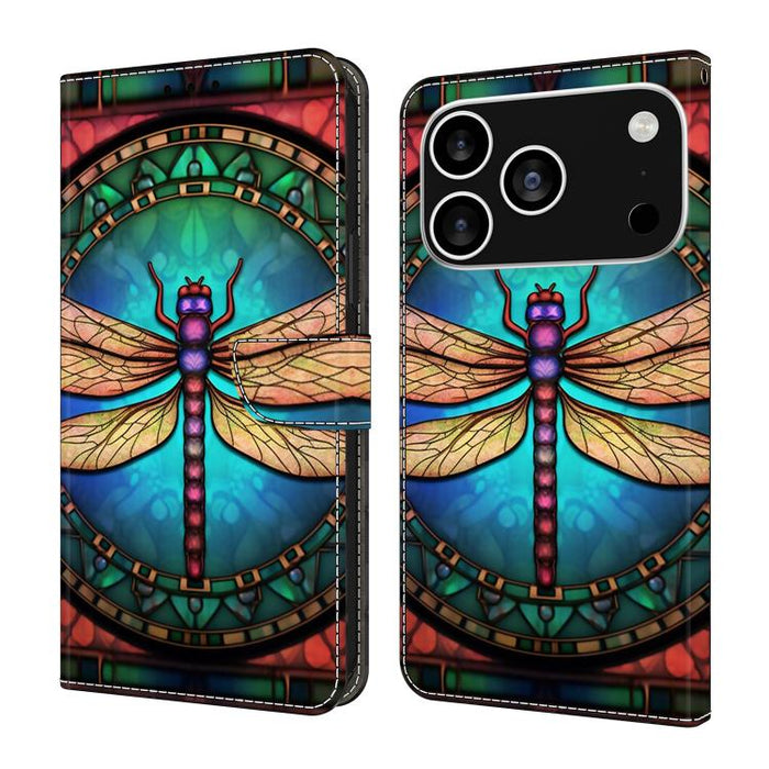 Funda para teléfono de cuero vegano pintado con efecto cristal, For iPhone 17e / 16e, For iPhone 17 Pro Max, For iPhone 17 Pro, For iPhone 17