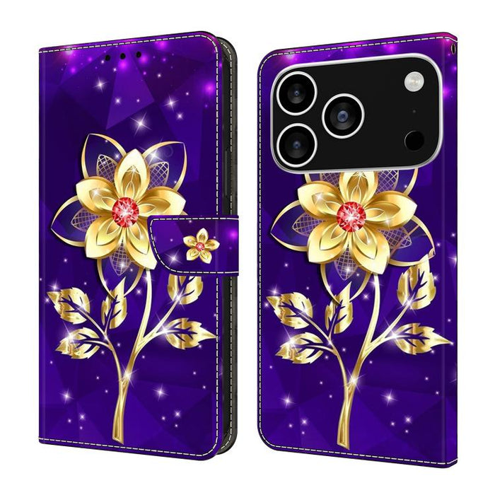 Funda para teléfono de cuero vegano pintado con efecto cristal, For iPhone 17e / 16e, For iPhone 17 Pro Max, For iPhone 17 Pro, For iPhone 17