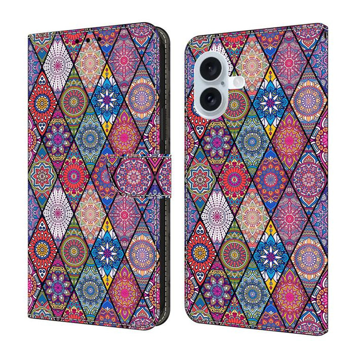 Funda para teléfono de cuero vegano pintado con efecto cristal, For iPhone 17e / 16e, For iPhone 17 Pro Max, For iPhone 17 Pro, For iPhone 17