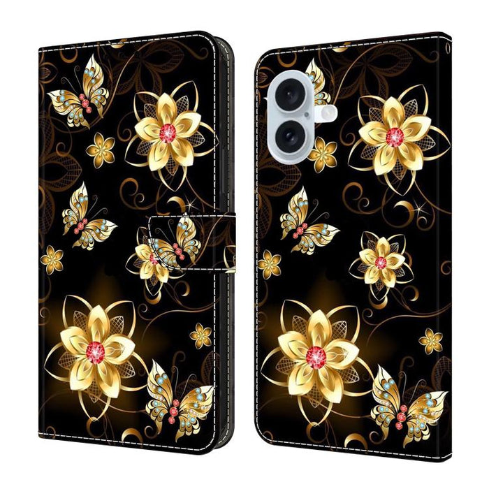 Funda para teléfono de cuero vegano pintado con efecto cristal, For iPhone 17e / 16e, For iPhone 17 Pro Max, For iPhone 17 Pro, For iPhone 17