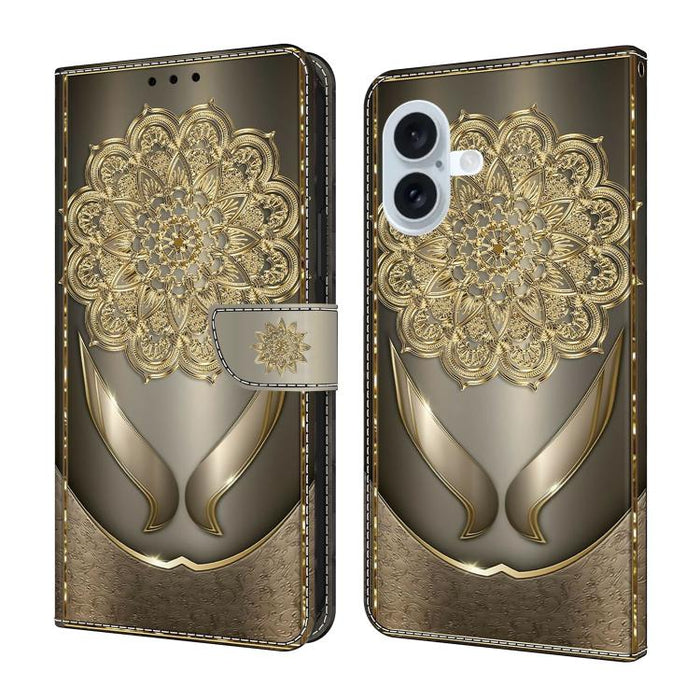 Funda para teléfono de cuero vegano pintado con efecto cristal, For iPhone 17e / 16e, For iPhone 17 Pro Max, For iPhone 17 Pro, For iPhone 17