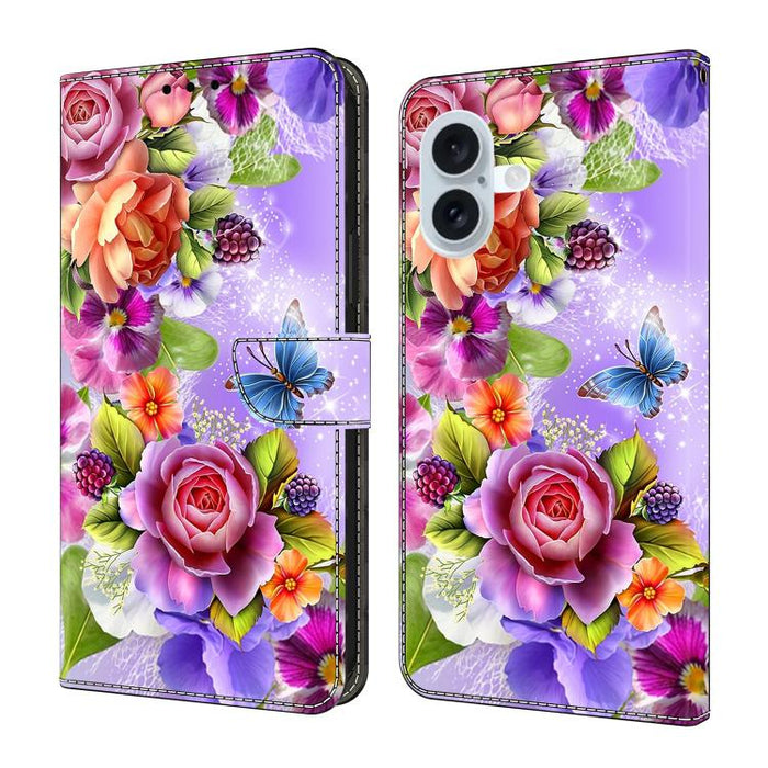 Funda para teléfono de cuero vegano pintado con efecto cristal, For iPhone 17e / 16e, For iPhone 17 Pro Max, For iPhone 17 Pro, For iPhone 17