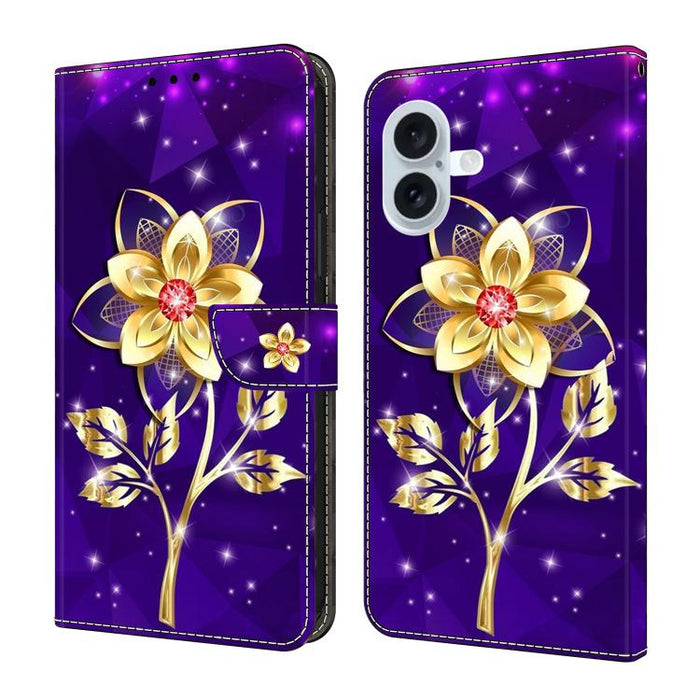 Funda para teléfono de cuero vegano pintado con efecto cristal, For iPhone 17e / 16e, For iPhone 17 Pro Max, For iPhone 17 Pro, For iPhone 17