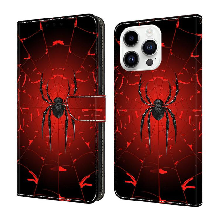 Funda para teléfono de cuero vegano pintado con efecto cristal, For iPhone 16, For iPhone 15 Pro Max, For iPhone 15 Pro