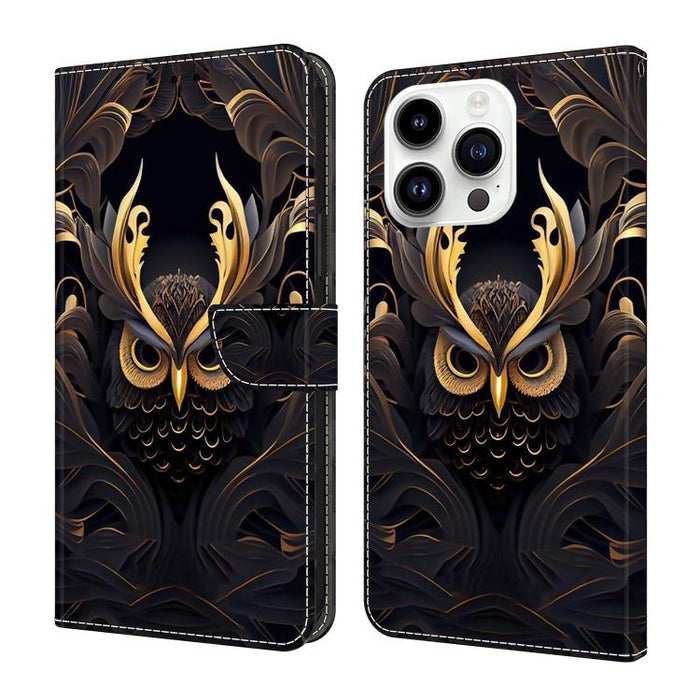 Funda para teléfono de cuero vegano pintado con efecto cristal, For iPhone 16, For iPhone 15 Pro Max, For iPhone 15 Pro
