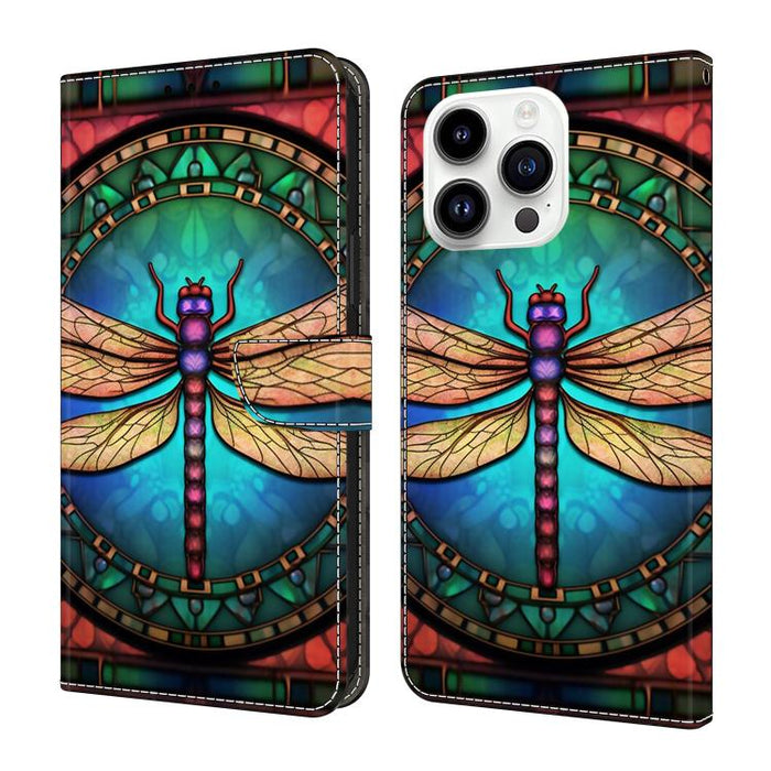Funda para teléfono de cuero vegano pintado con efecto cristal, For iPhone 16, For iPhone 15 Pro Max, For iPhone 15 Pro