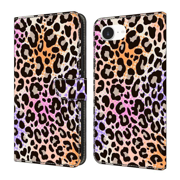 Funda para teléfono de cuero vegano pintado con efecto cristal, For iPhone 17e / 16e, For iPhone 17 Pro Max, For iPhone 17 Pro, For iPhone 17