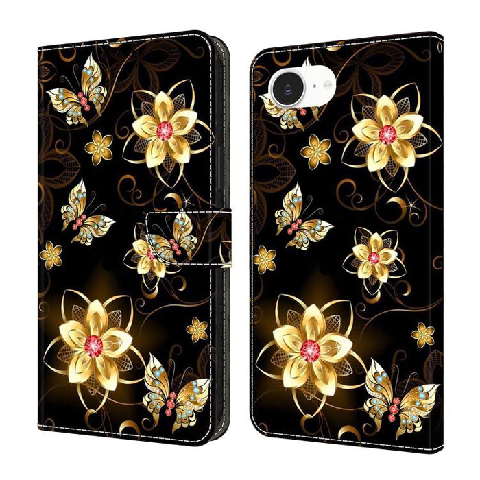 Funda para teléfono de cuero vegano pintado con efecto cristal, For iPhone 17e / 16e, For iPhone 17 Pro Max, For iPhone 17 Pro, For iPhone 17