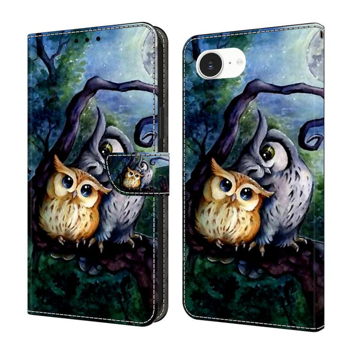 Funda para teléfono de cuero vegano pintado con efecto cristal, For iPhone 17e / 16e, For iPhone 17 Pro Max, For iPhone 17 Pro, For iPhone 17