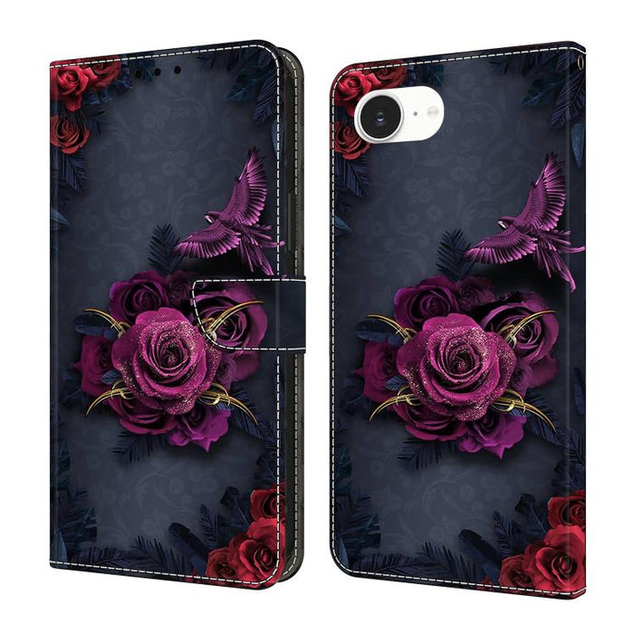 Funda para teléfono de cuero vegano pintado con efecto cristal, For iPhone 17e / 16e, For iPhone 17 Pro Max, For iPhone 17 Pro, For iPhone 17