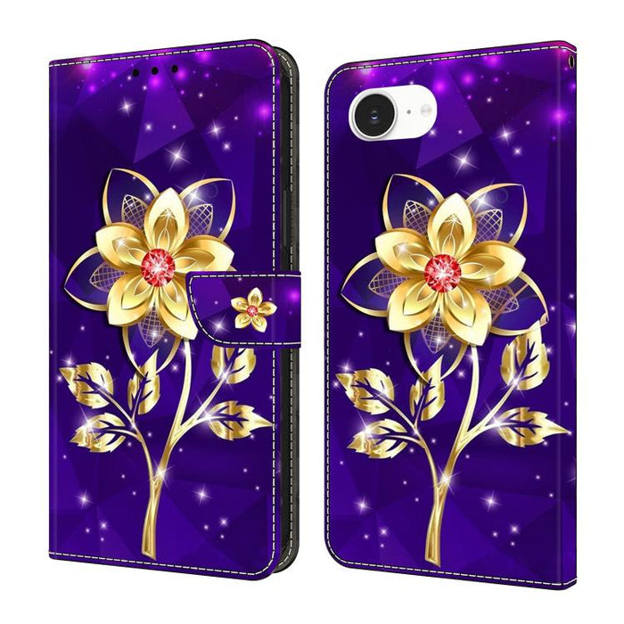 Funda para teléfono de cuero vegano pintado con efecto cristal, For iPhone 17e / 16e, For iPhone 17 Pro Max, For iPhone 17 Pro, For iPhone 17