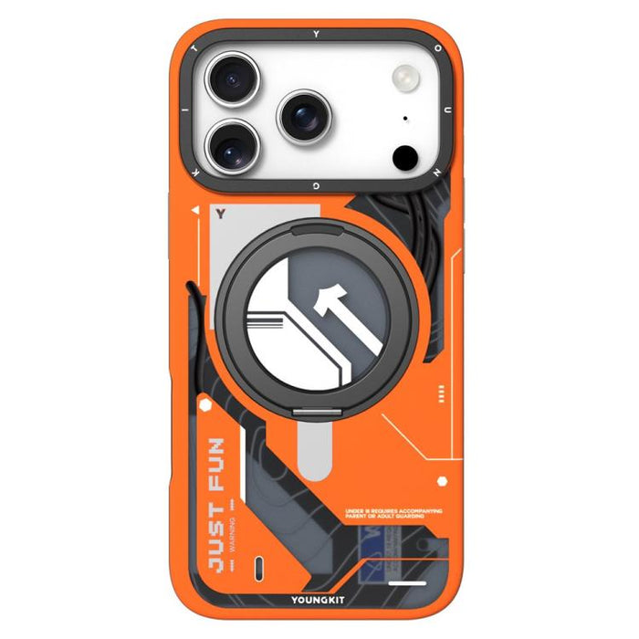 Funda magnética para teléfono YOUNGKIT Starship Series con soporte giratorio IMD TPU, For iPhone 17 Pro Max, For iPhone 17 Pro