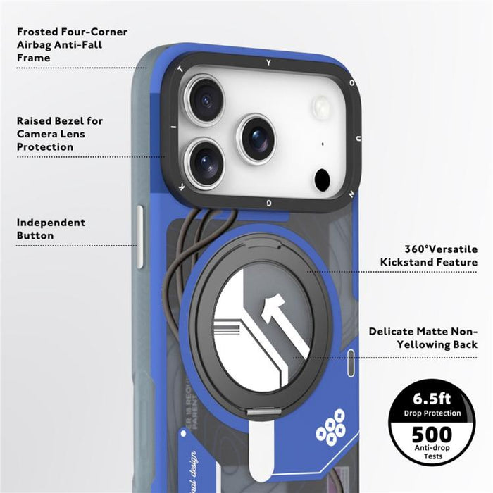 Funda magnética para teléfono YOUNGKIT Starship Series con soporte giratorio IMD TPU, For iPhone 17 Pro Max, For iPhone 17 Pro