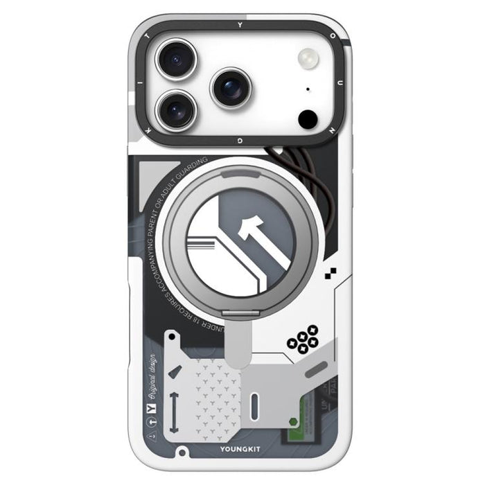 Funda magnética para teléfono YOUNGKIT Starship Series con soporte giratorio IMD TPU, For iPhone 17 Pro Max, For iPhone 17 Pro