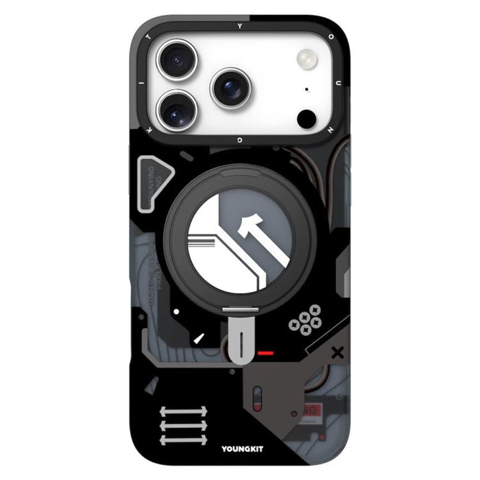 Funda magnética para teléfono YOUNGKIT Starship Series con soporte giratorio IMD TPU, For iPhone 17 Pro Max, For iPhone 17 Pro