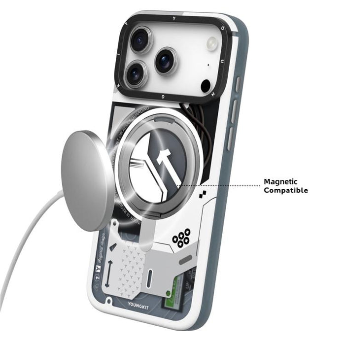 Funda magnética para teléfono YOUNGKIT Starship Series con soporte giratorio IMD TPU, For iPhone 17 Pro Max, For iPhone 17 Pro