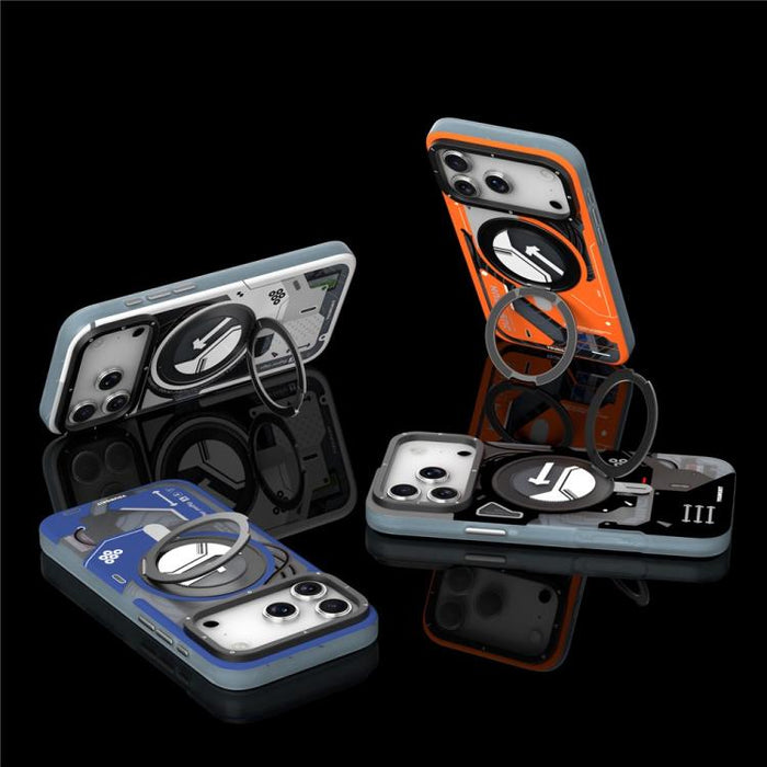 Funda magnética para teléfono YOUNGKIT Starship Series con soporte giratorio IMD TPU, For iPhone 17 Pro Max, For iPhone 17 Pro