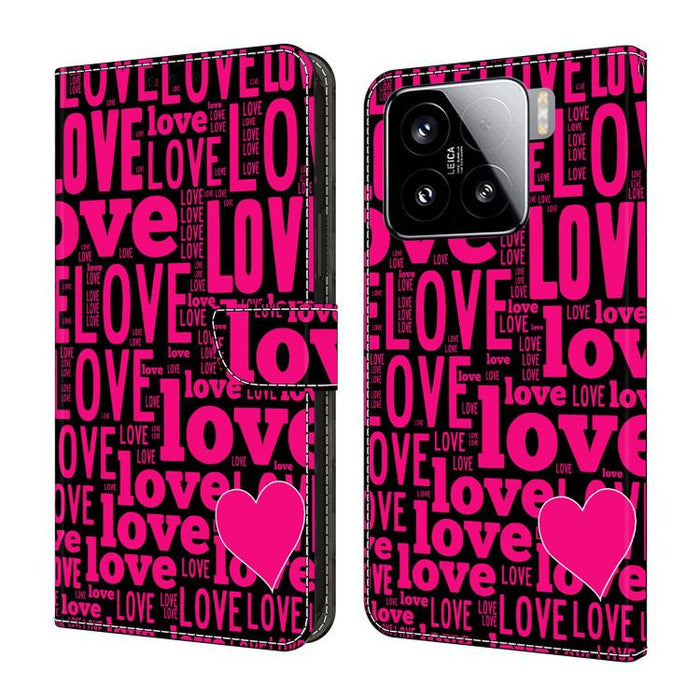Funda para teléfono de cuero vegano pintado con efecto cristal, For Xiaomi 15 Pro, For Xiaomi 15