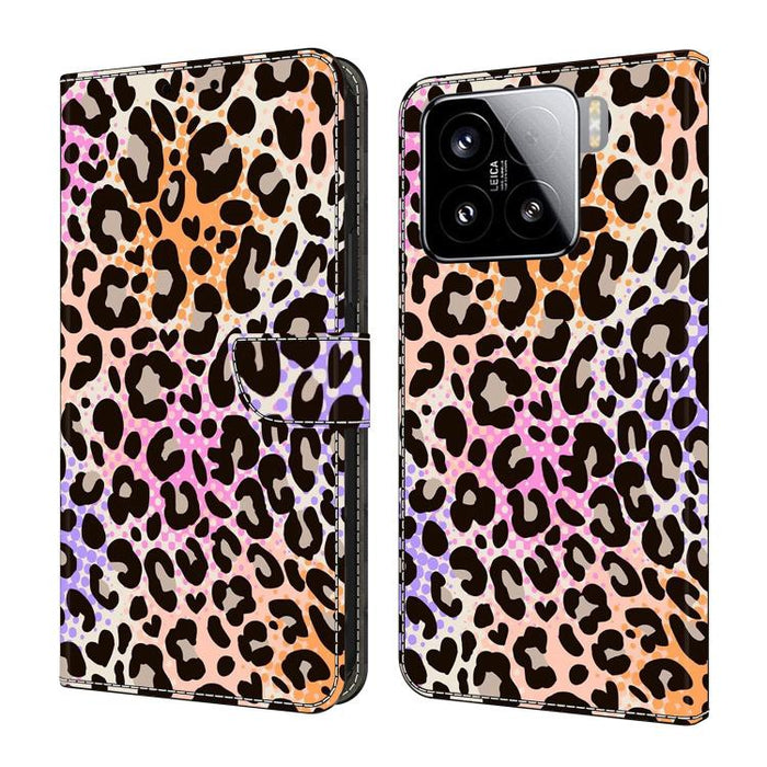 Funda para teléfono de cuero vegano pintado con efecto cristal, For Xiaomi 15 Pro, For Xiaomi 15