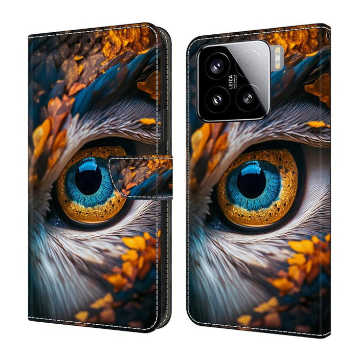 Funda para teléfono de cuero vegano pintado con efecto cristal, For Xiaomi 15 Pro, For Xiaomi 15