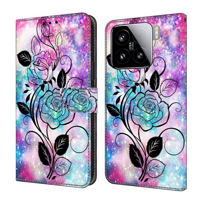Funda para teléfono de cuero vegano pintado con efecto cristal, For Xiaomi 15 Pro, For Xiaomi 15