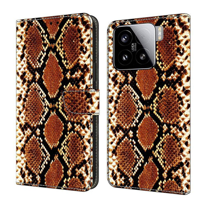 Funda para teléfono de cuero vegano pintado con efecto cristal, For Xiaomi 15 Pro, For Xiaomi 15