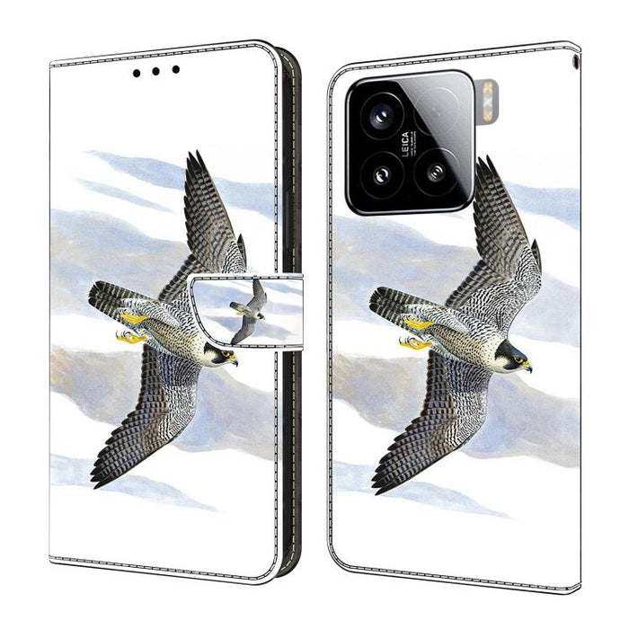 Funda para teléfono de cuero vegano pintado con efecto cristal, For Xiaomi 15 Pro, For Xiaomi 15