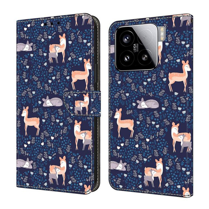Funda para teléfono de cuero vegano pintado con efecto cristal, For Xiaomi 15 Pro, For Xiaomi 15