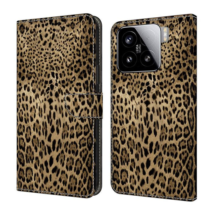 Funda para teléfono de cuero vegano pintado con efecto cristal, For Xiaomi 15 Pro, For Xiaomi 15